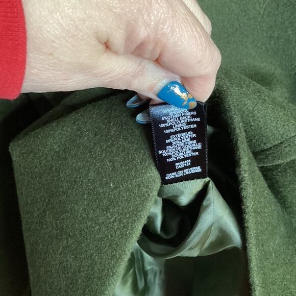 NWT Kenneth Cole Pea Coat- Size Medium Womens -Wool-Blend - Olive green - Picture 5 of 8